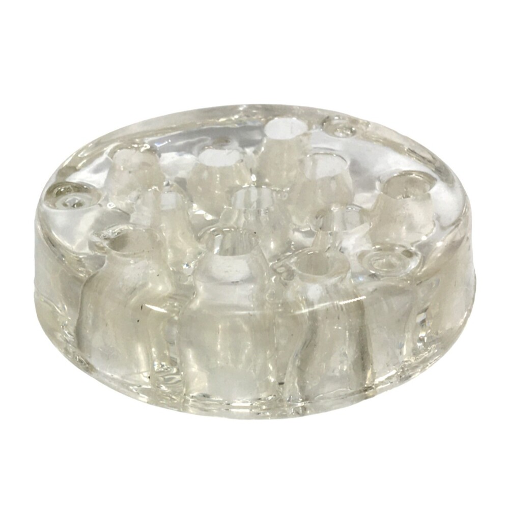 Vintage Clear Glass Flower Frog Domed Crystal 11 Holes 3" Floral Stem Arranging